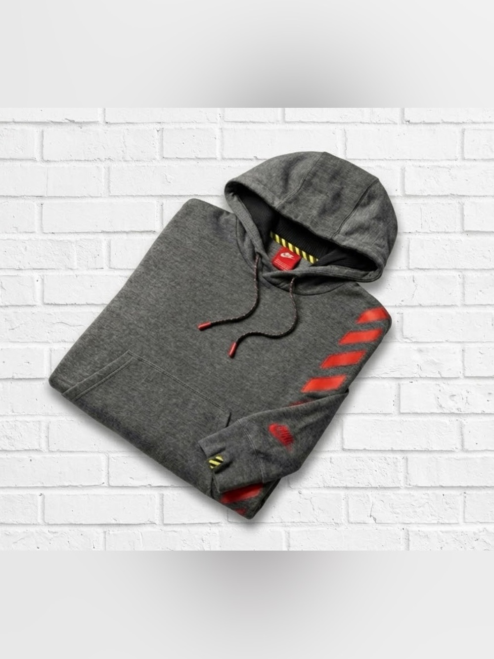 Nike Track & Field Funnel Neck Scuba Hoodie Mens Gray Orange Fleece 687609-037